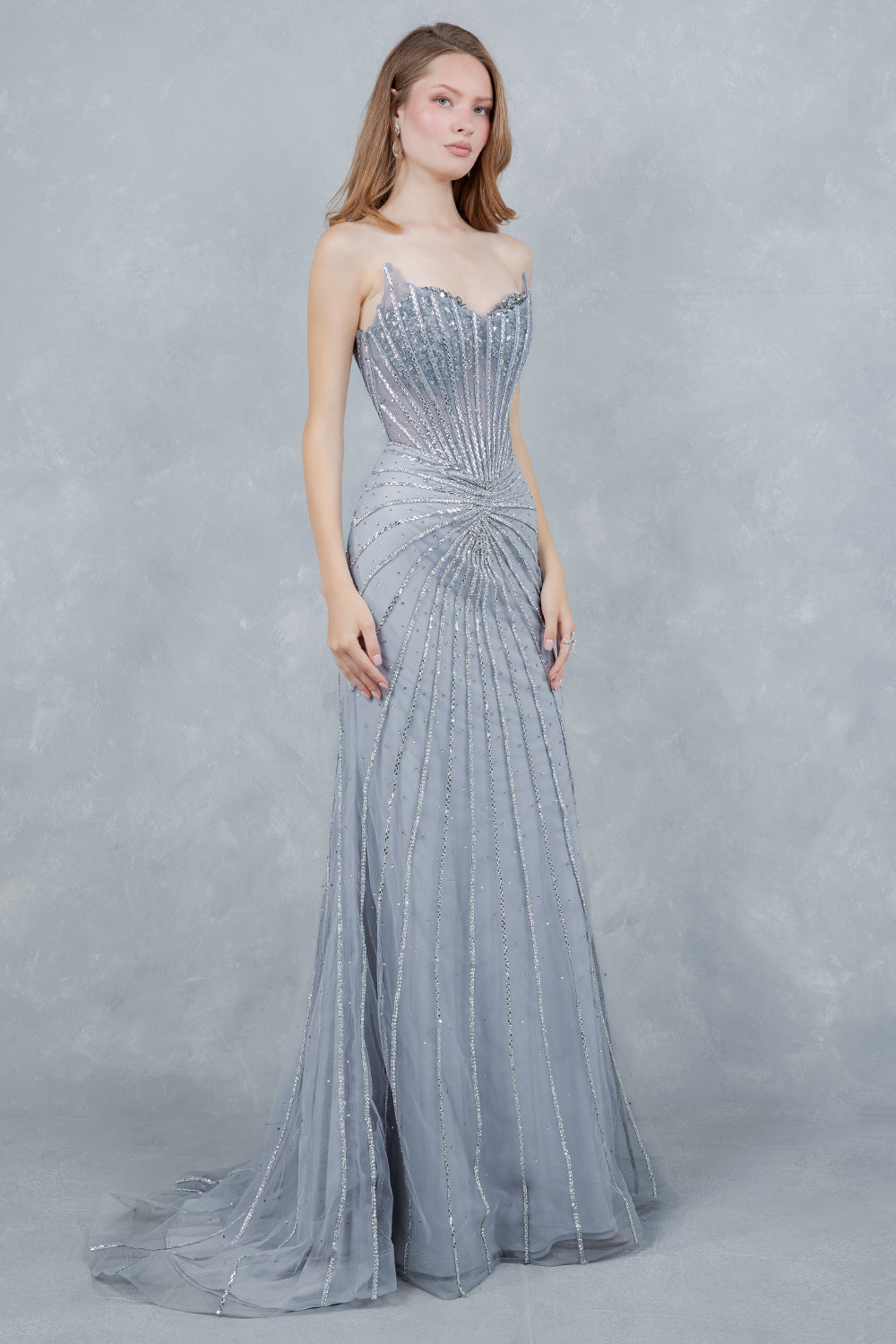 Prom Dresses Long Formal Sequin Beaded Evening Prom Dress Cinderella Couture 8576J Silver
