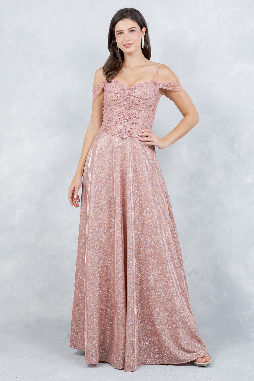 Prom Dresses A Line Long Formal Sequin Prom Dress Cinderella Couture 8581J Rose