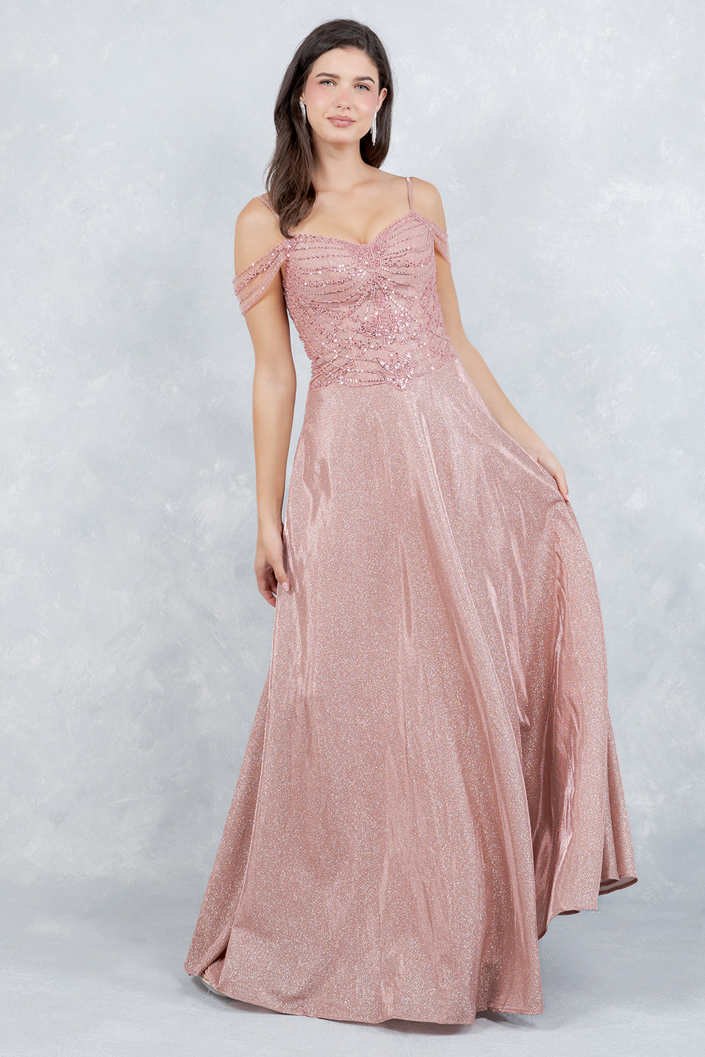 Prom Dresses A Line Long Formal Sequin Prom Dress Cinderella Couture 8581J Rose