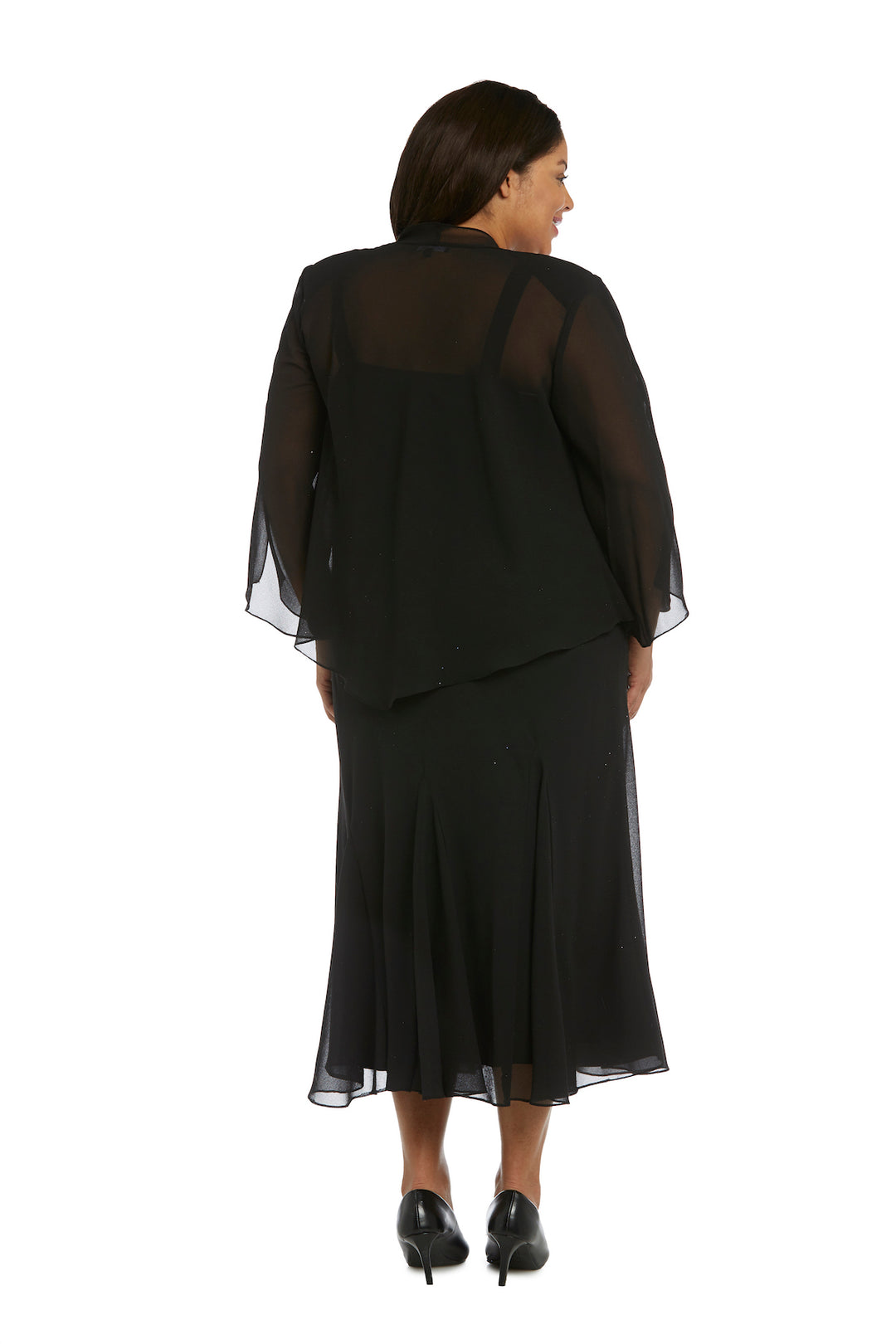 R&M Richards 358260 Beaded Plus Size Formal Midi Jacket Dress