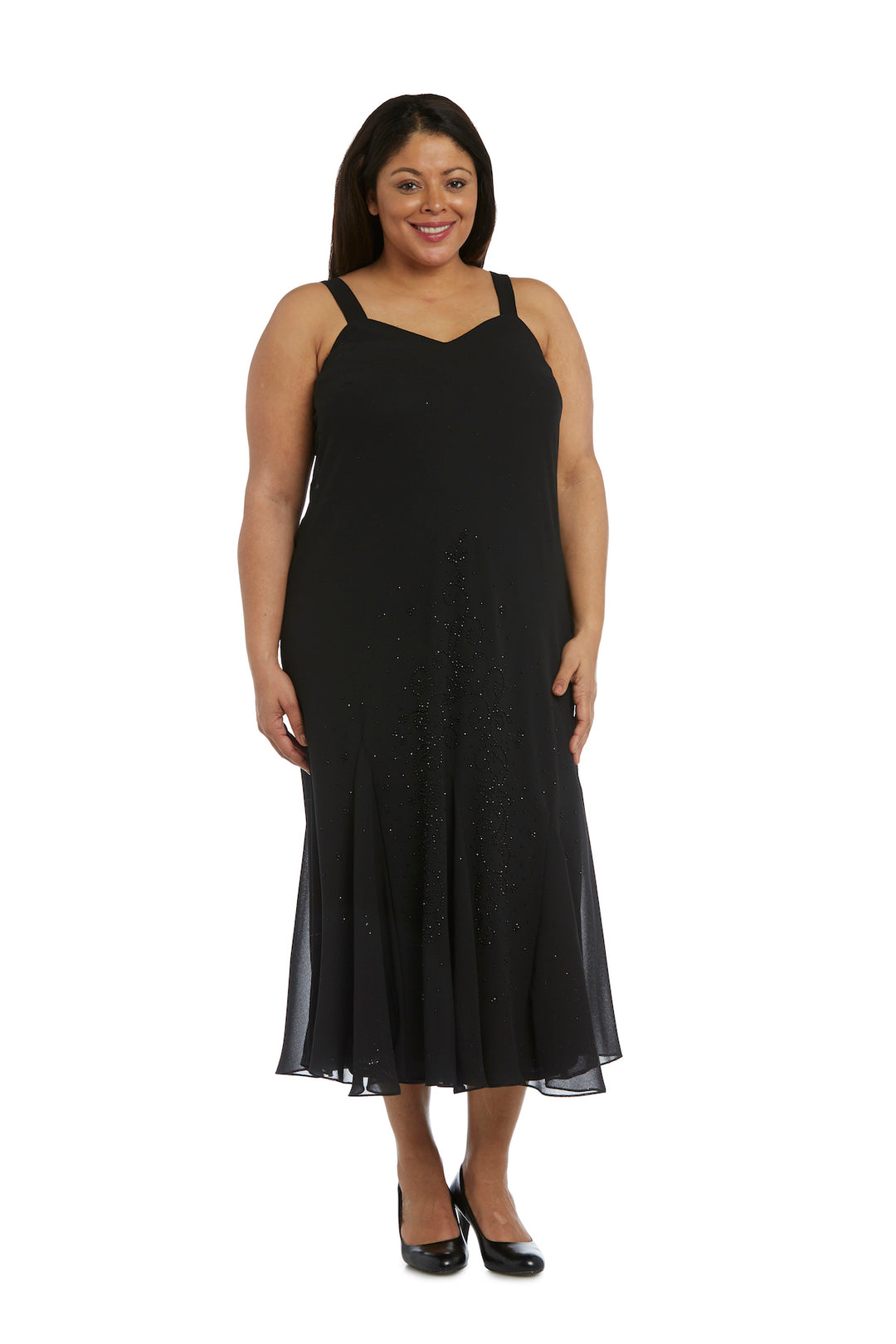 R&M Richards 358260 Beaded Plus Size Formal Midi Jacket Dress
