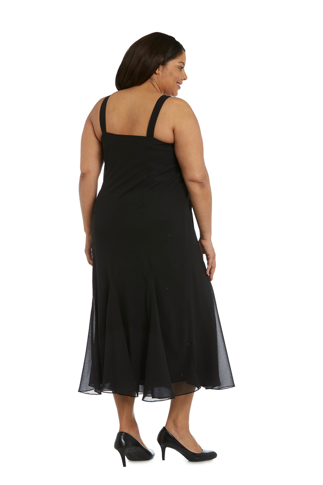 R&M Richards 358260 Beaded Plus Size Formal Midi Jacket Dress