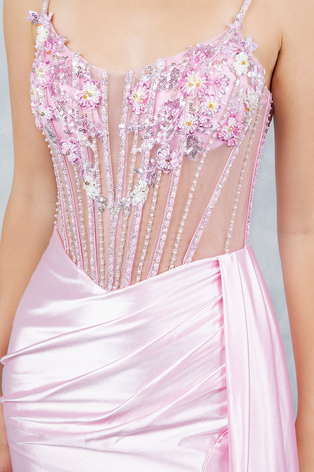 Prom Dresses Long Formal Slit Evening Prom Dress Cinderella Couture 8593J Pink