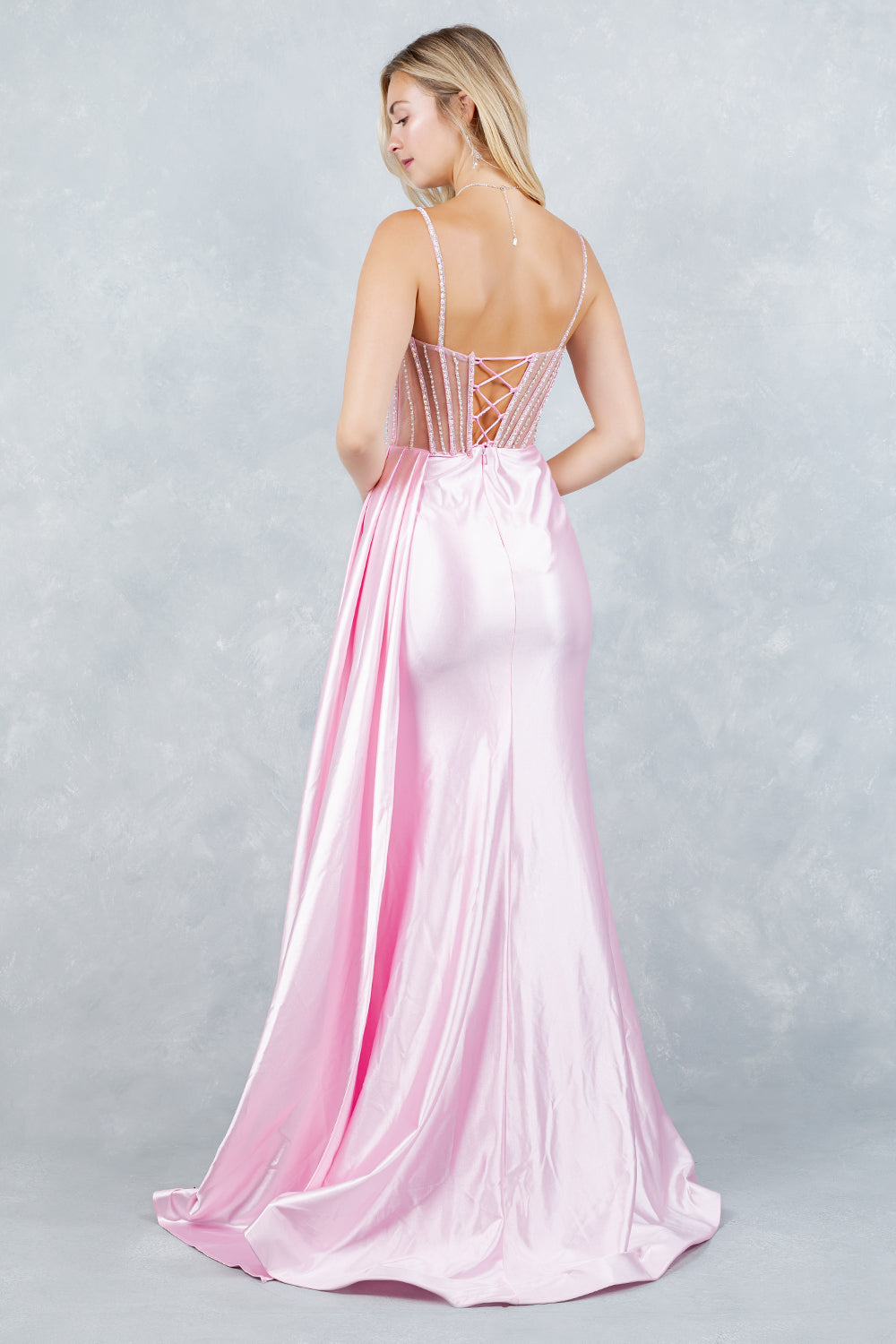Prom Dresses Long Formal Slit Evening Prom Dress Cinderella Couture 8593J Pink
