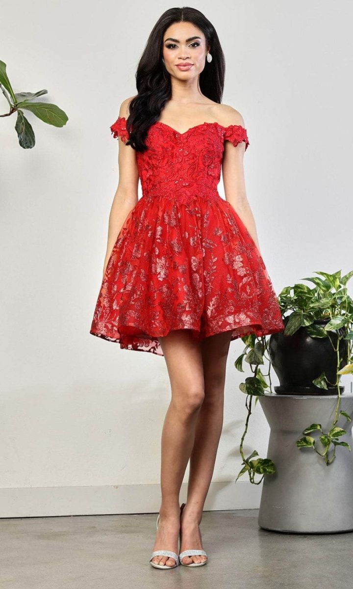 Off-the-Shoulder Mini Lace Cocktail A-Line May Queen 2012
