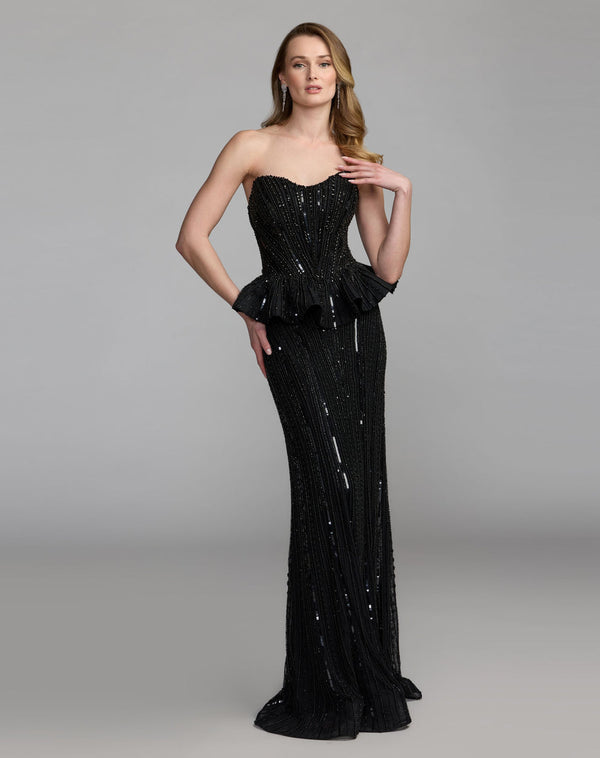 Strapless Curved Neck Floor-Length Sequin Formal Mermaid Mac Duggal 86018