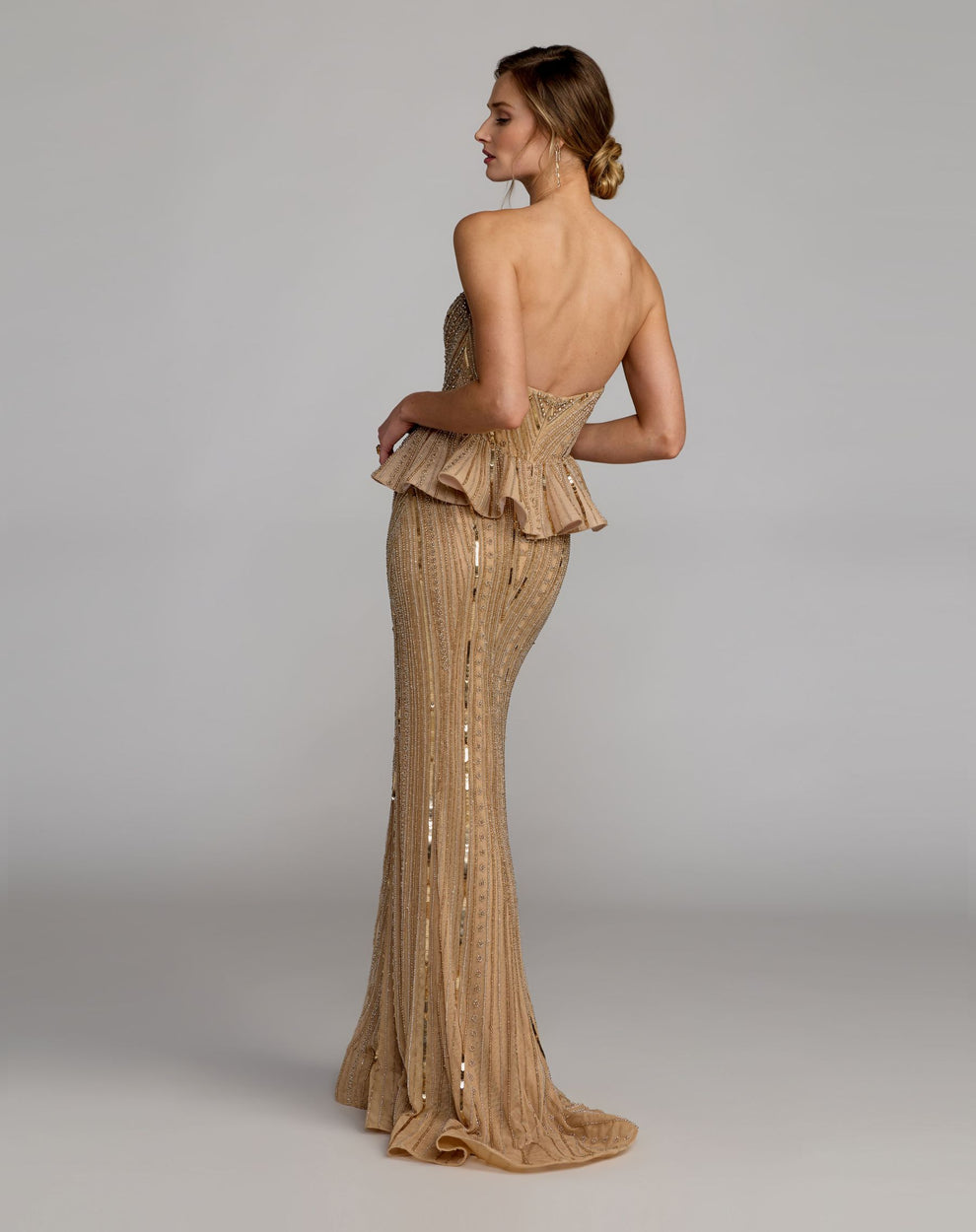 Strapless Curved Neck Floor-Length Sequin Formal Mermaid Mac Duggal 86018