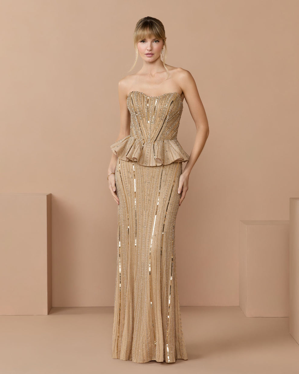 Strapless Curved Neck Floor-Length Sequin Formal Mermaid Mac Duggal 86018