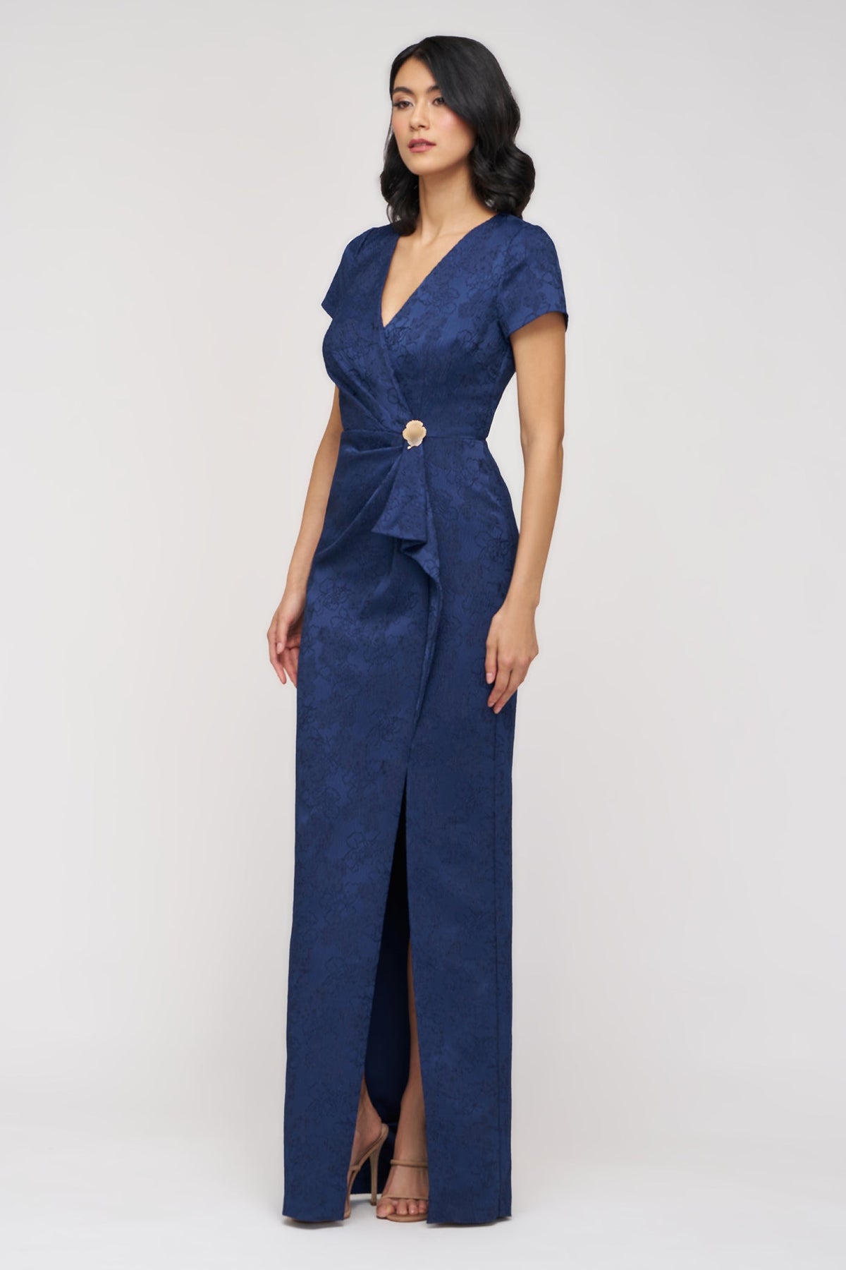 Faux Wrap Jacquard Gown JS Collections 86113570