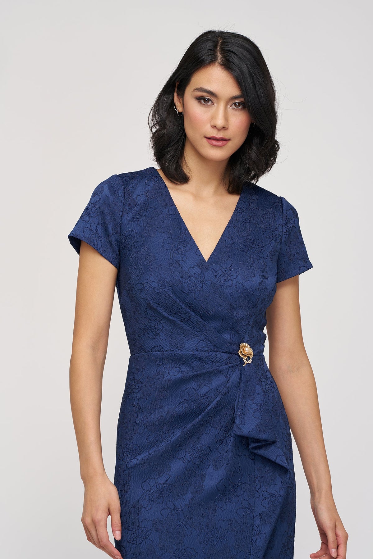 Faux Wrap Jacquard Gown JS Collections 86113570