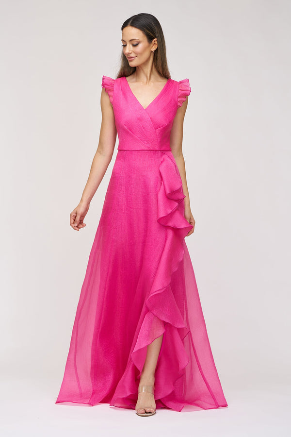 V-Neck Ruffle Organza Gown JS Collections 86113577