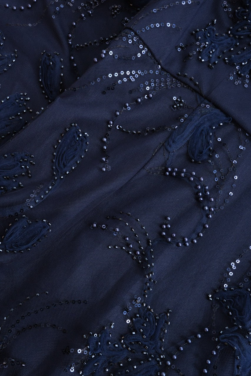 Navy Cape Sleeve Mermaid Gown JS Collections 86113580