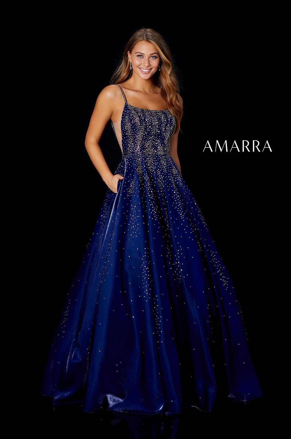 Prom Dresses Long Satin Ball Gown Prom Dress Navy