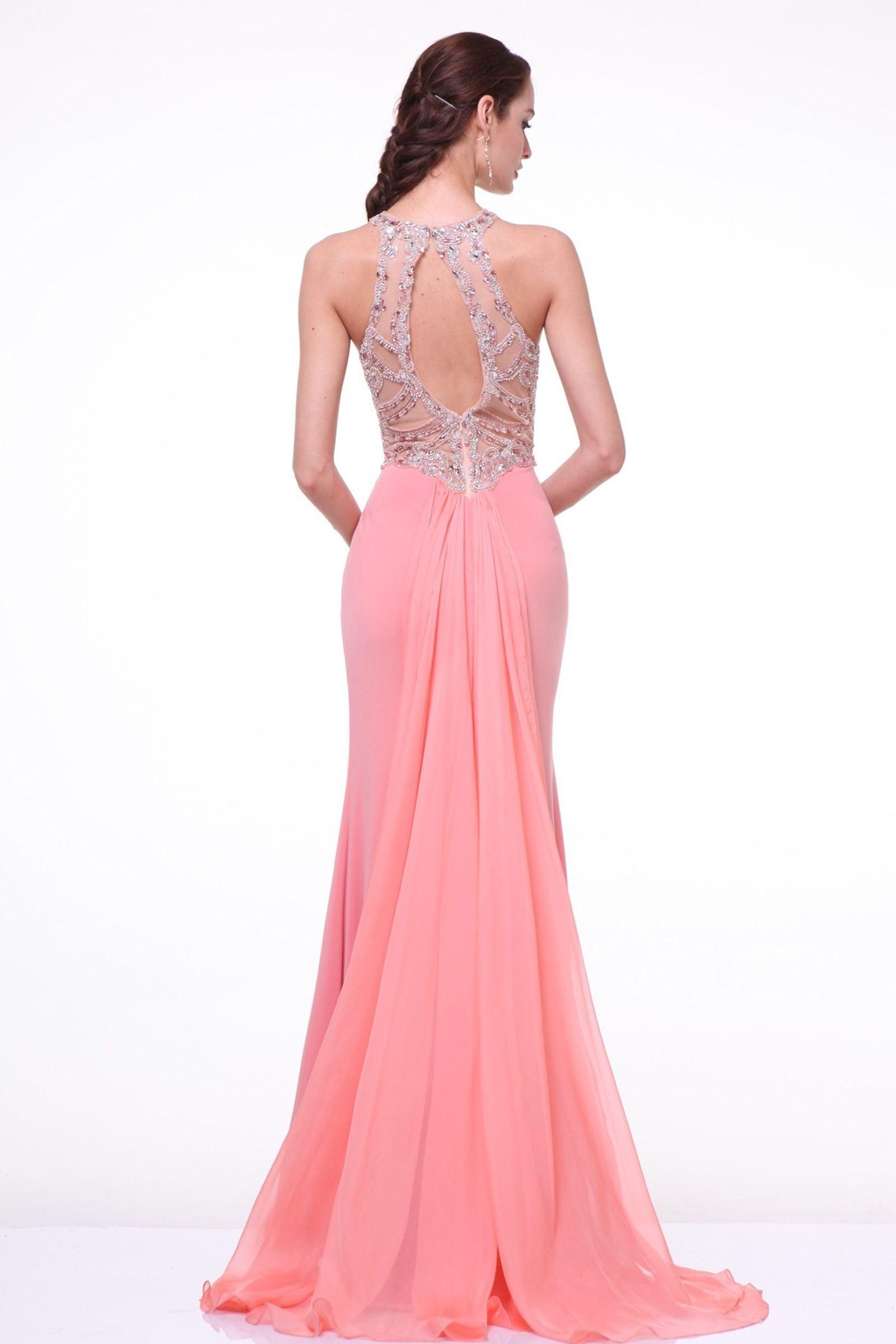 Prom Dresses Fitted Beaded Formal Long Evening Dress Coral