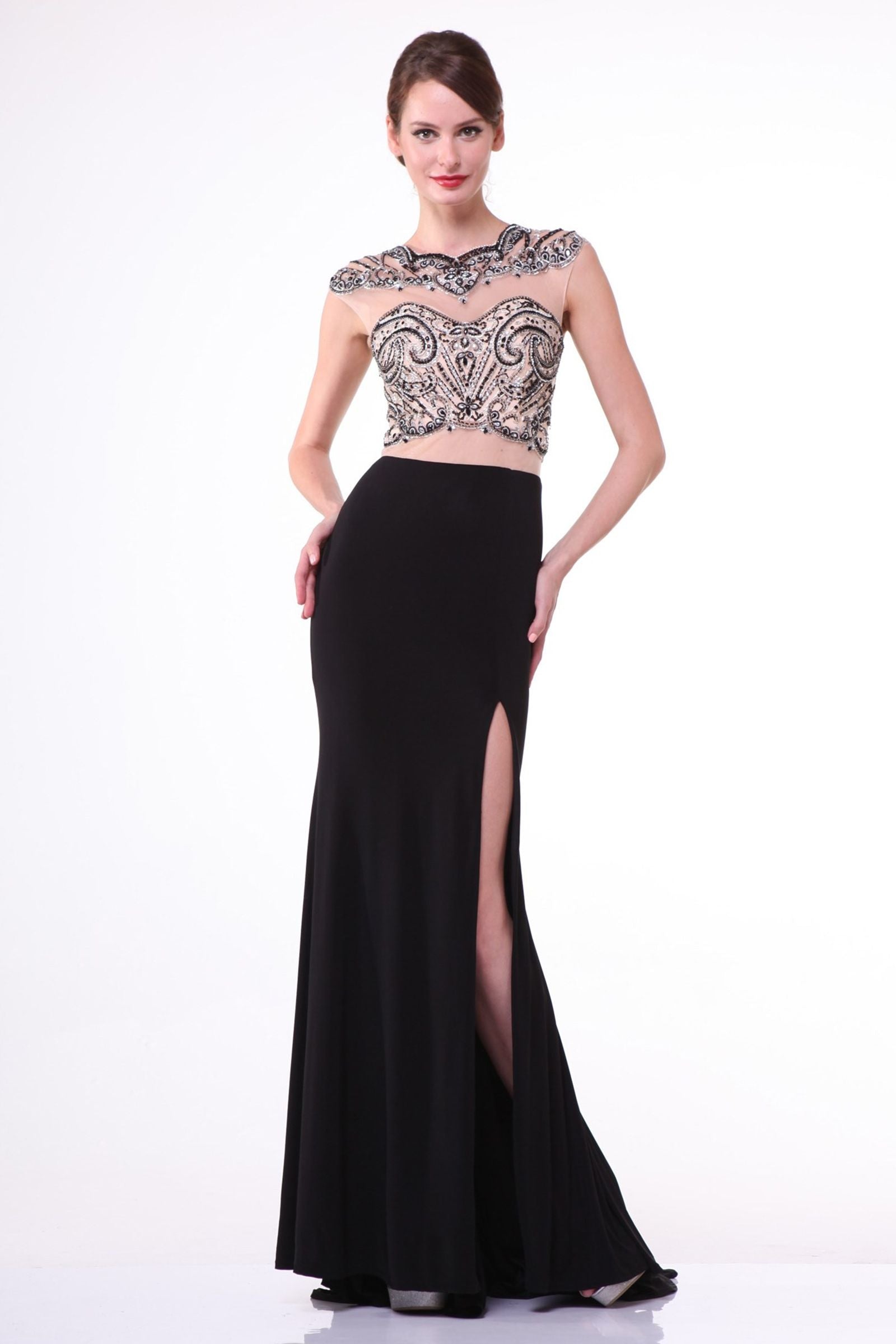 Prom Dresses Long Formal Fitted Beaded Prom Dress Black