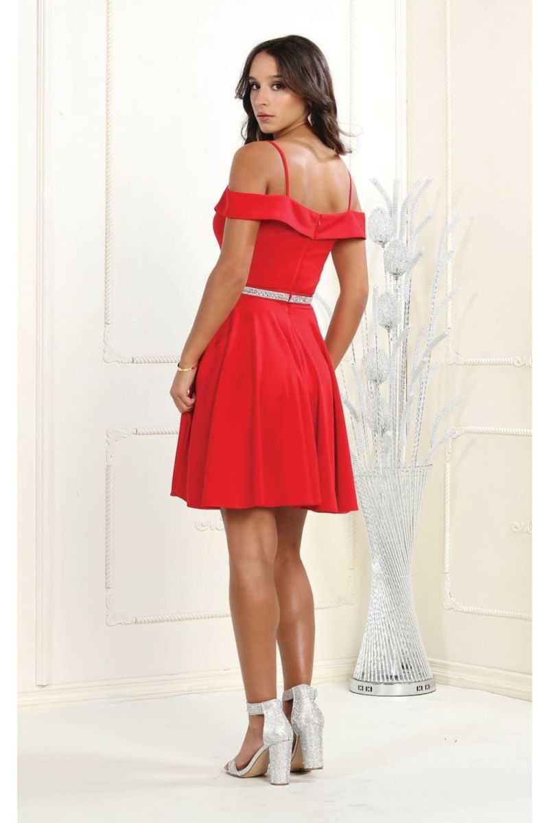 Off-the-Shoulder Mini/Short Chiffon Cocktail A-Line May Queen 1916