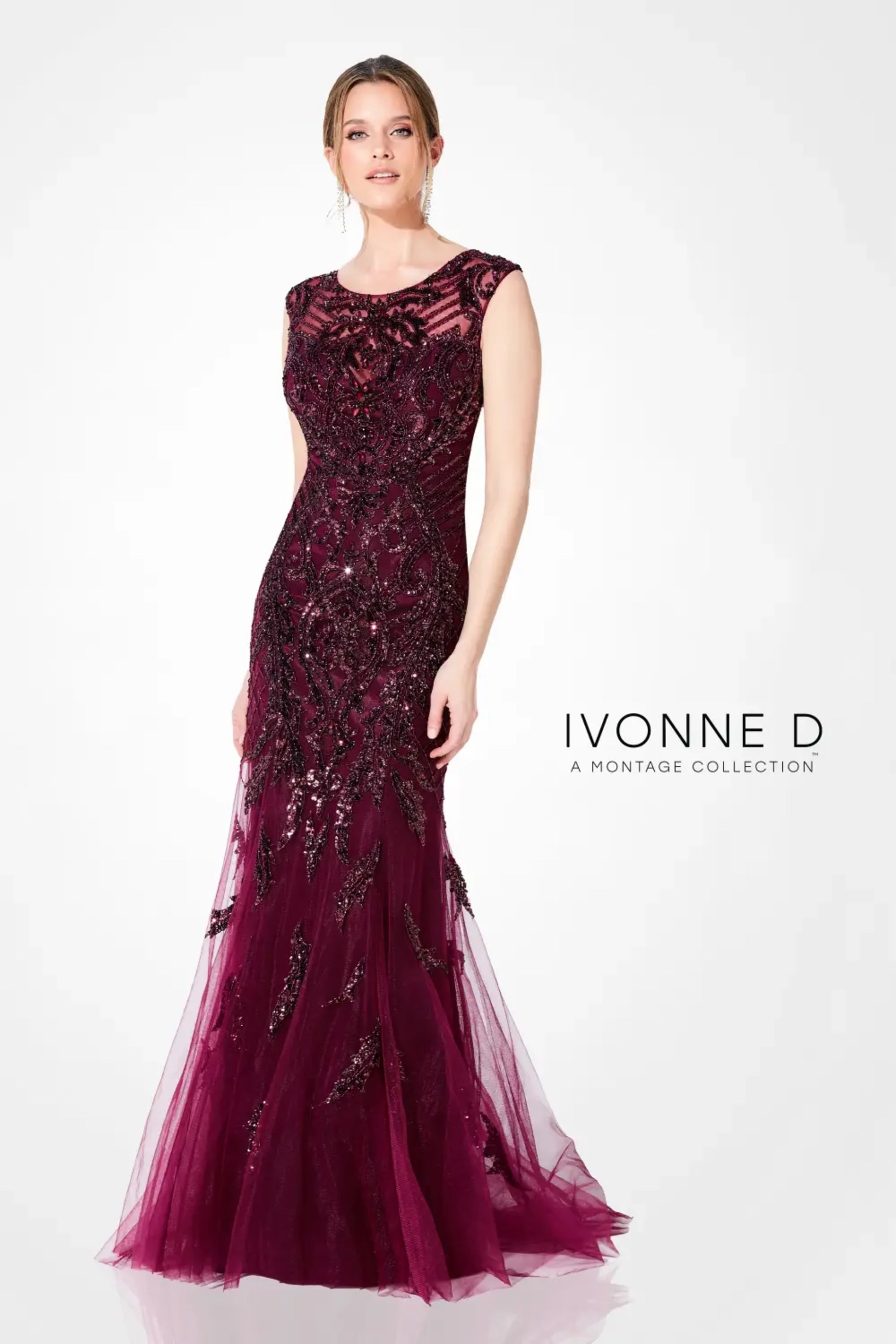 Ivonne D 116D31 Long Formal Beaded Evening Gown