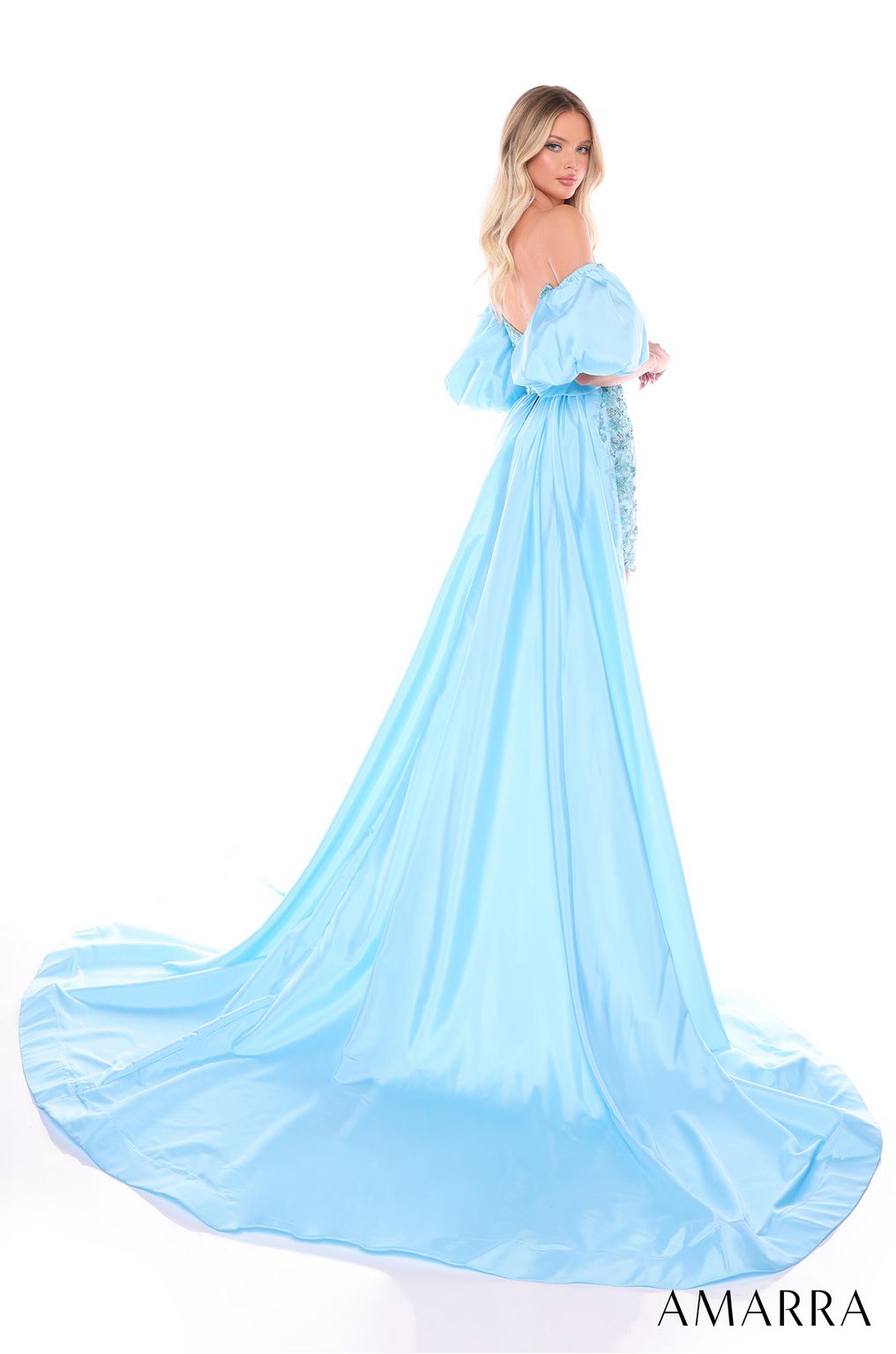 Amarra 88002 High Low Beaded Prom Formal Overskirt Dress