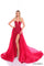 Prom Dresses Long Beaded Formal Fitted Overskirt Prom Dress Red