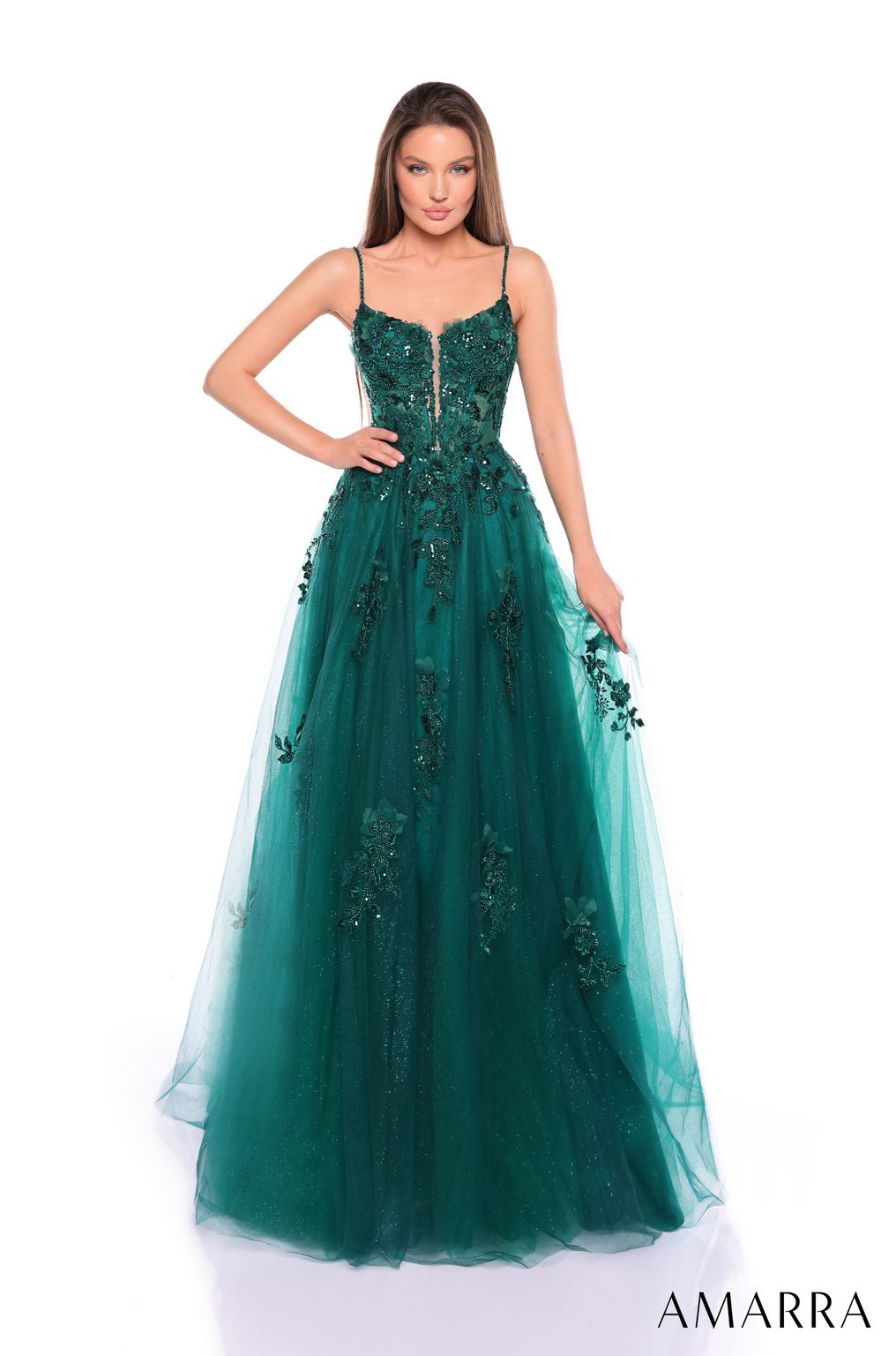 Amarra 88086 Long Beaded A Line Formal Prom Dress
