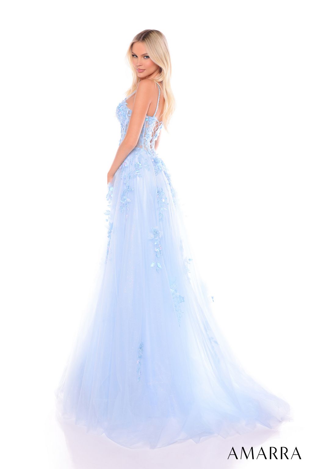Formal Dresses Long Beaded A Line Formal Dress Light Blue