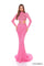 Prom Dresses Long Sleeve Beaded Mermaid Formal Prom Dress Bright Pink