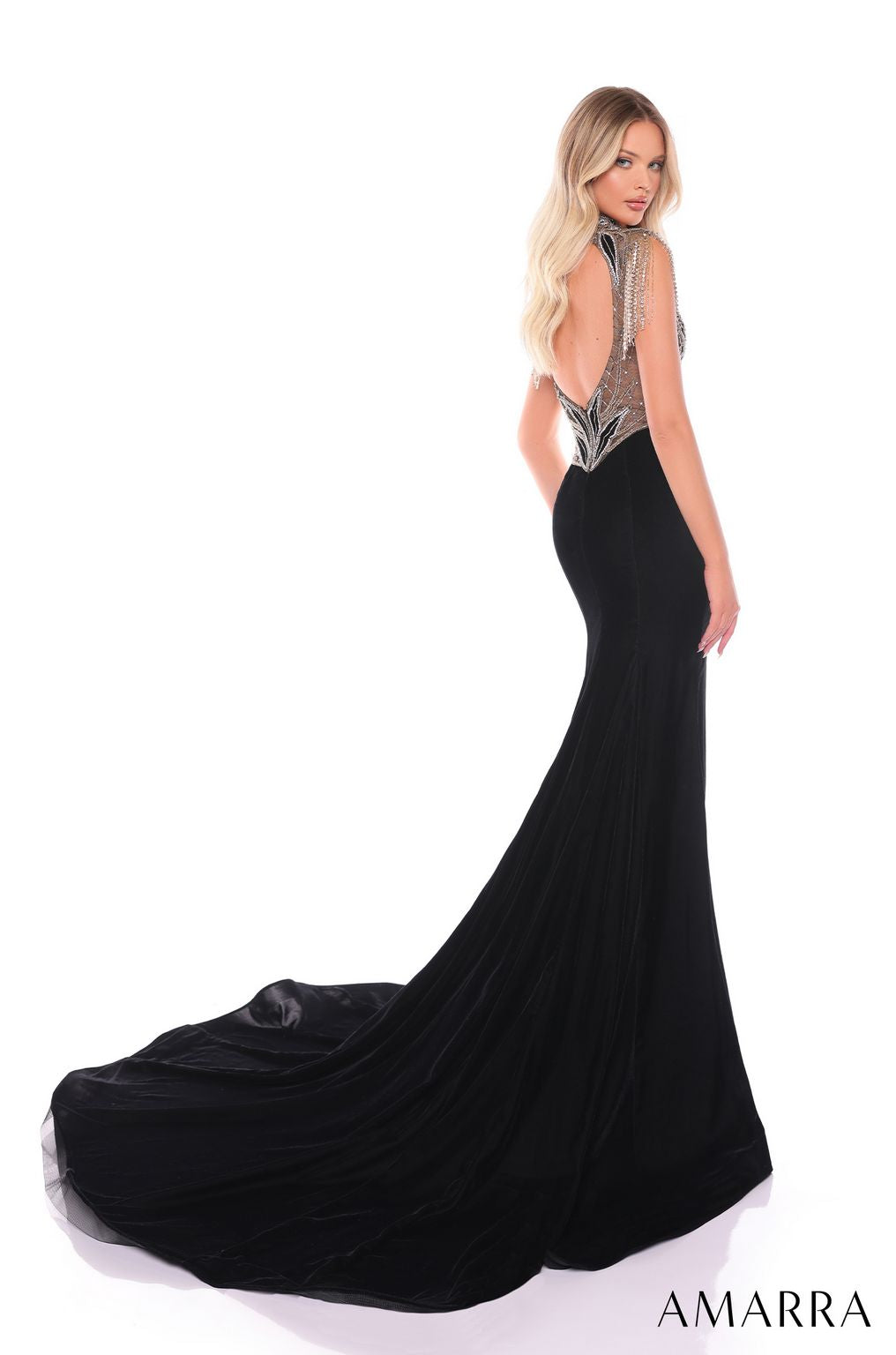 Amarra 88104 Long Formal Fringe Mermaid Evening Prom Dress