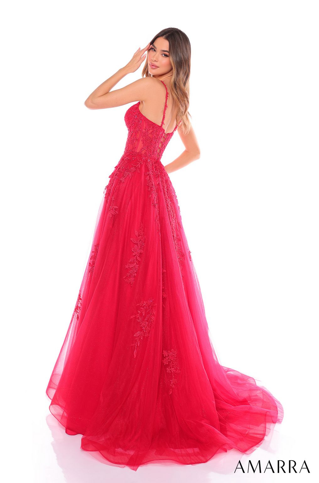 Prom Dresses Long A Line Lace Prome Dress Red