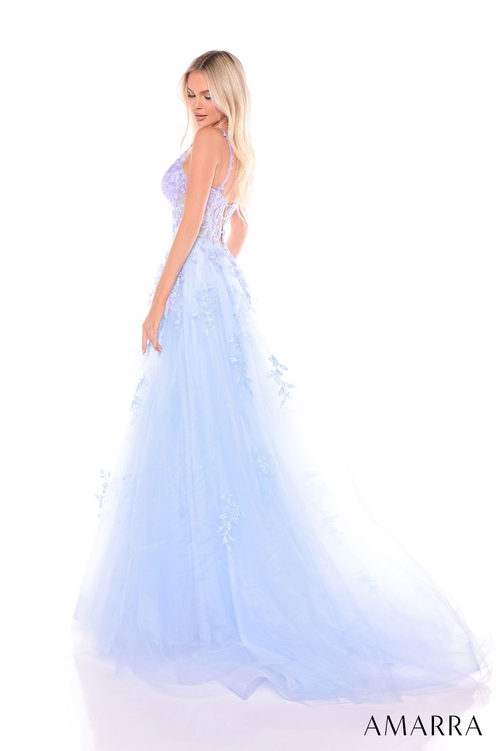 Prom Dresses Long A Line Fitted Evening Prom Dress Light Blue/Lilac
