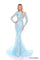 Prom Dresses Beaded Long Sleeve Mermaid Formal Prom Dress Light Blue/Silver