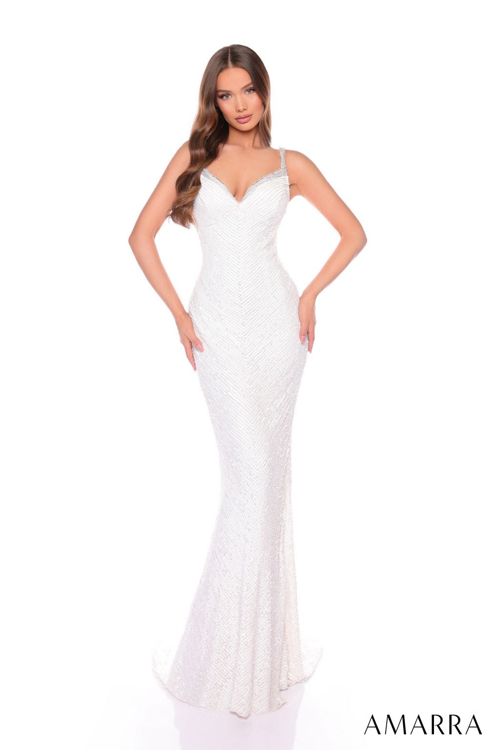 Amarra 88118 Long Formal Beaded Sequin Prom Dress