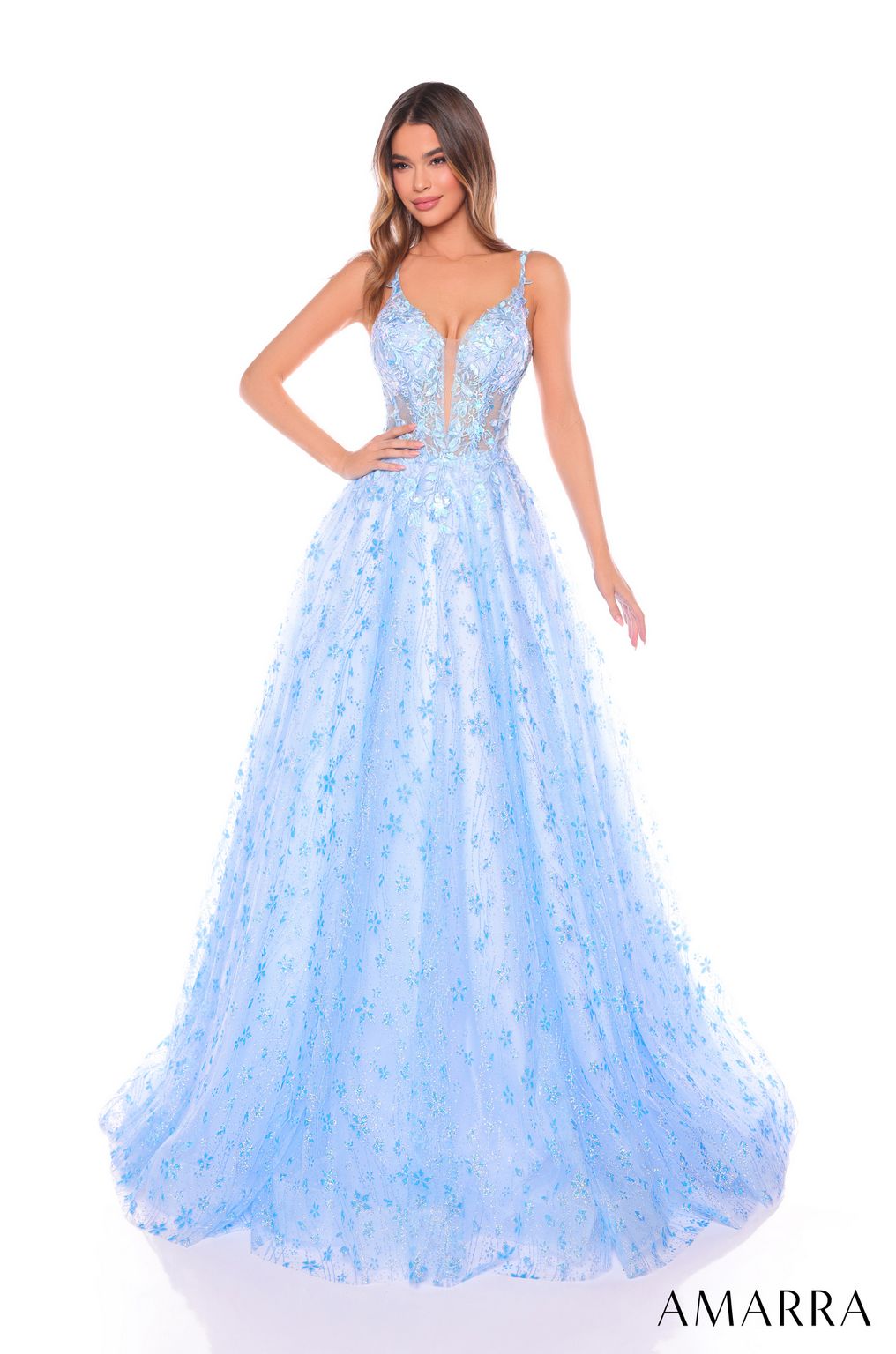 Prom Dresses Long Glitter Fitted Prom Dress Light Blue