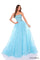 Prom Dresses Long Beaded A Line Tiered Prom Dress Light Blue