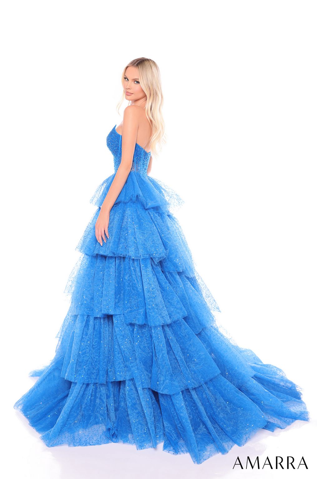 Amarra 88131 A Line Long Glitter Formal Prom Dress