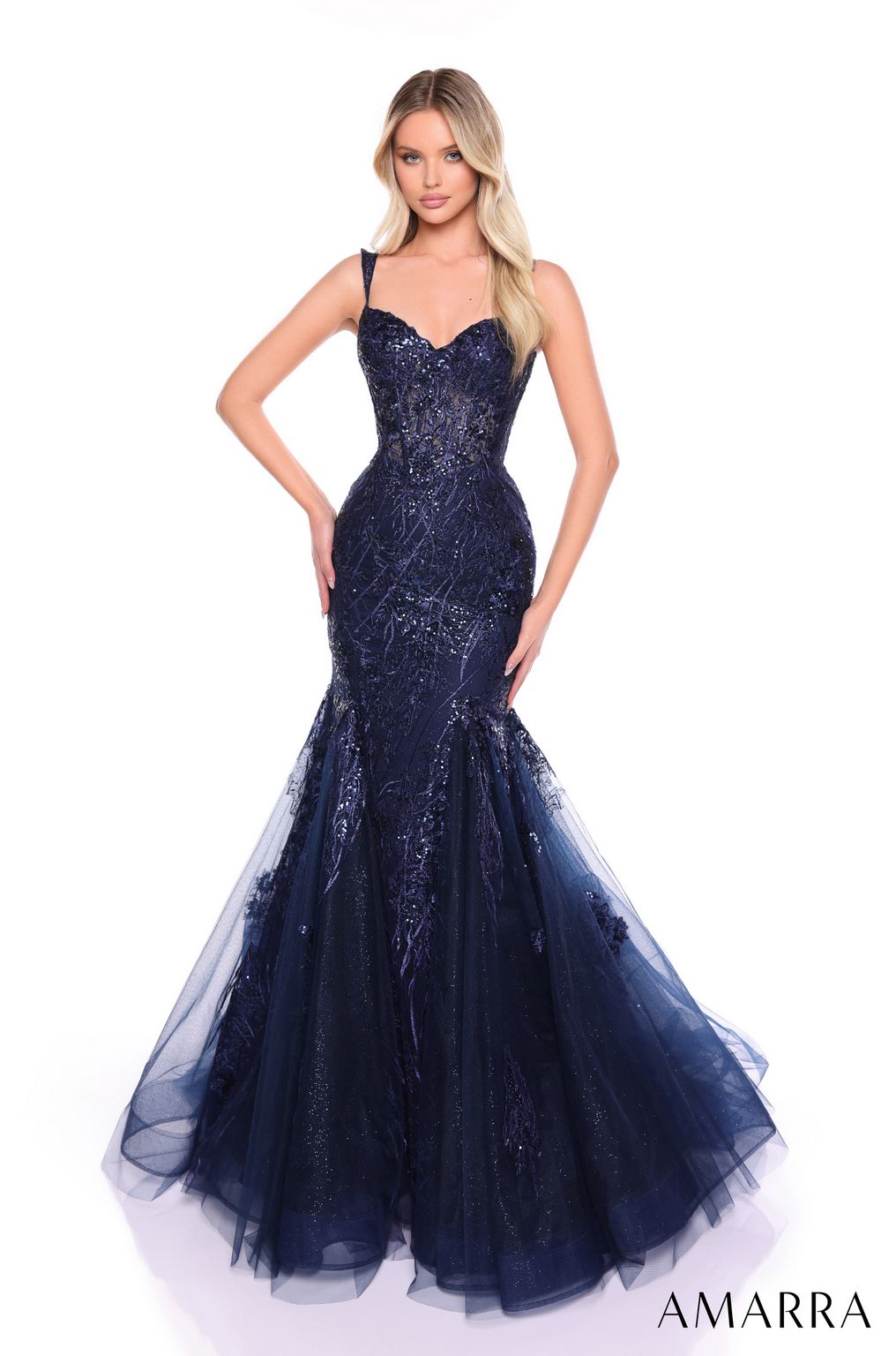 Gold Amarra 88132 Long Mermaid Formal Evening Prom Dress for $678.0