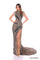 Prom Dresses Fitted Beaded Fringe Long Slit Prom Dress Black/Gold