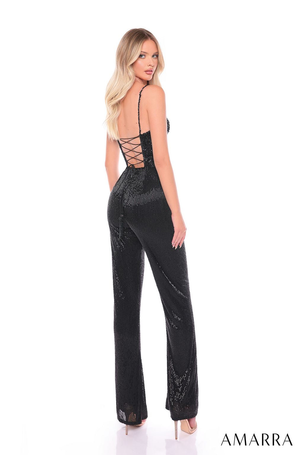 Amarra 88135 Long Formal Sequin Prom Jumpsuit