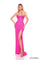 Prom Dresses Fitted Beaded Long Slit Prom Dress Neon Pink