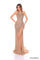 Prom Dresses Long Fitted Beaded Slit Prom Dress  Nude/Gold