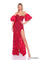 Prom Dresses Fitted Beaded Long Slit Prom Dress Red