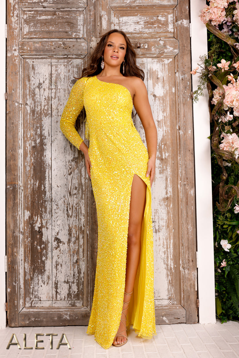 Prom Dresses Long Formal Glitter Sequin Prom Dress Aleta 881 Yellow