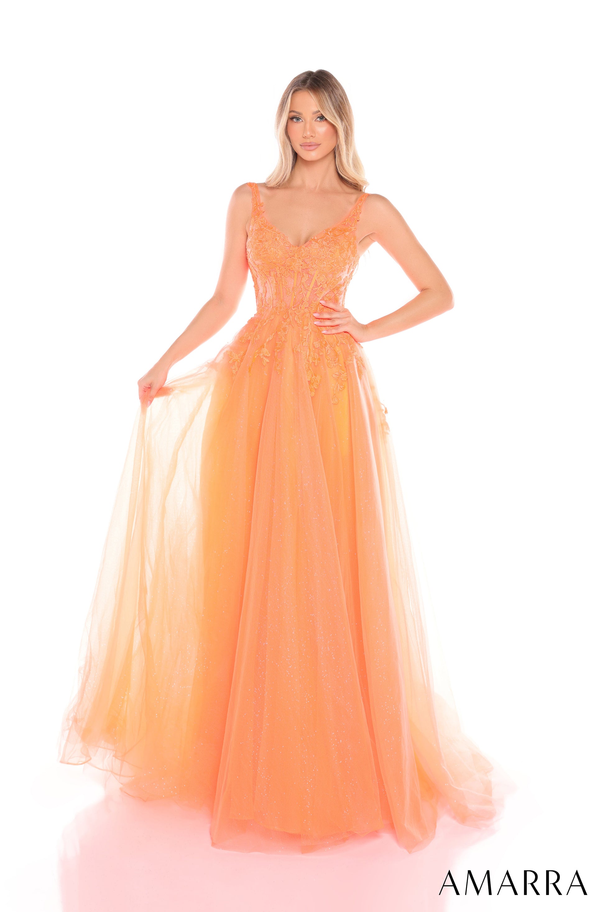 Amarra 88201 Prom Long Glitter Formal A Line Dress