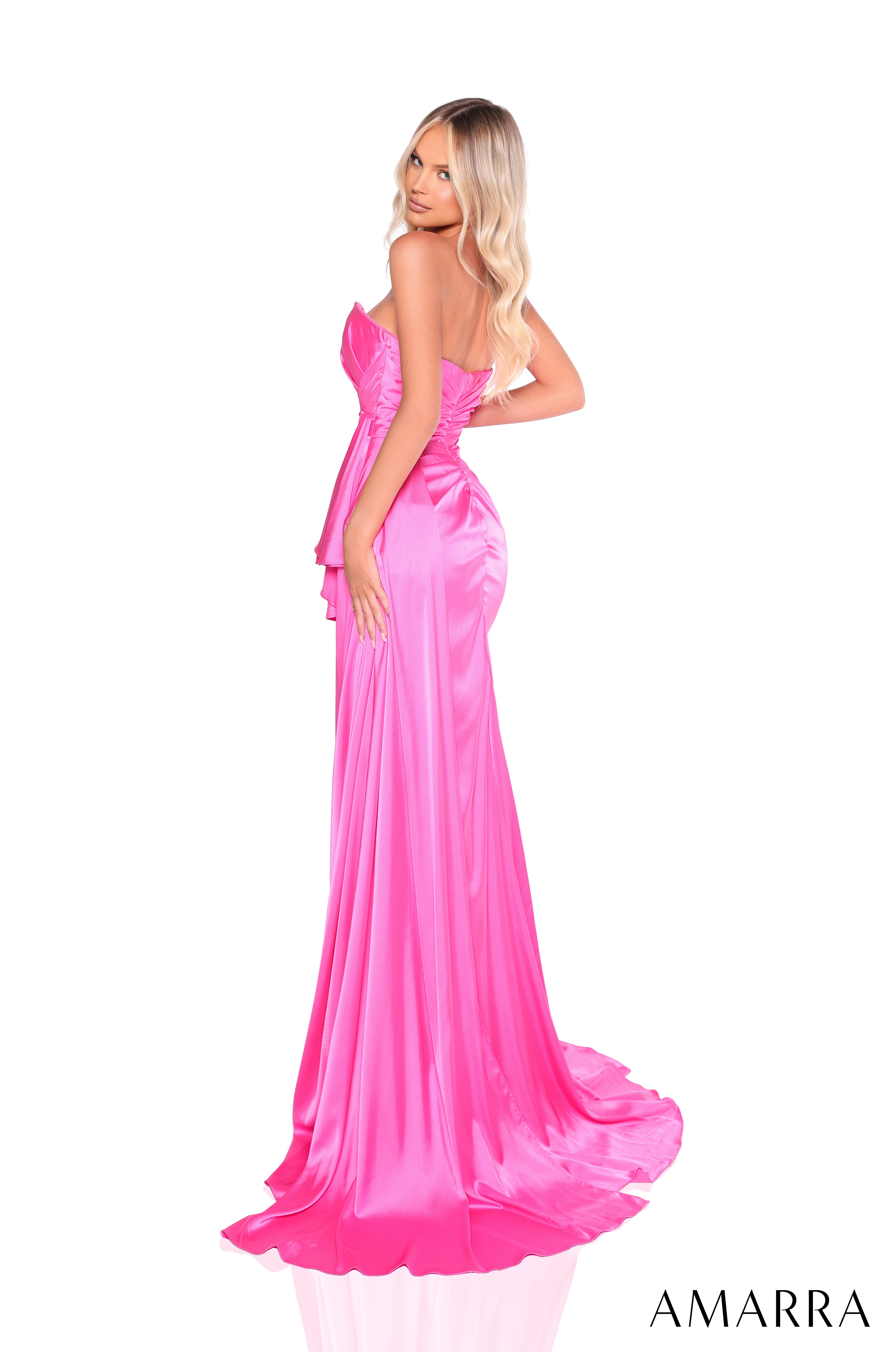 Prom Dresses Long Formal Fitted Slit Prom Dress Pink