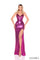 Prom Dresses Fitted Metallic Long Formal Slit Prom Dress Fuchsia