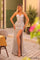 Prom Dresses Sequin Fitted Long Formal Slit Dress Silver