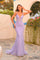 Prom Dresses Glitter Long Mermaid Formal Applique Prom Dress Lilac