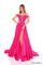 Prom Dresses Long Ball Gown 3D Floral Applique Slit Prom Dress Fuchsia