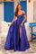 Prom Dresses Long Ball Gown 3D Floral Applique Slit Prom Dress Royal Blue