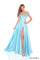 Prom Dresses Long Ball Gown 3D Floral Applique Slit Prom Dress Turquoise