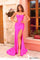 Prom Dresses Beaded Fitted Long Formal Slit Prom Dress Fuchsia